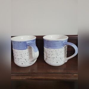 2 Sheffield Home Mugs Purple And White With Gold Speckles 4.25" Tall